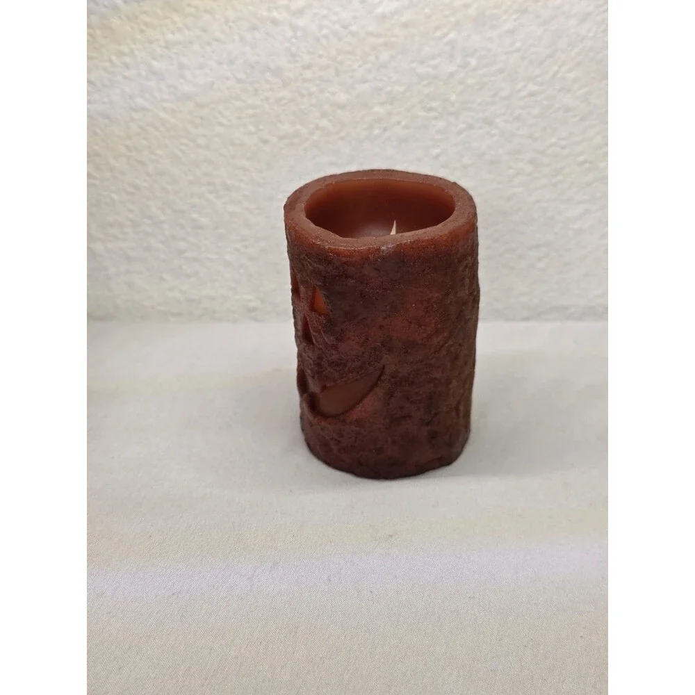 Small Jack O Lantern Pillar Candle LED Fall Halloween Pumpkin decoration Battery